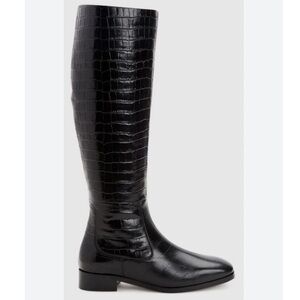 Aquatalia Boots Clara Knee High Croc Embossed in Black